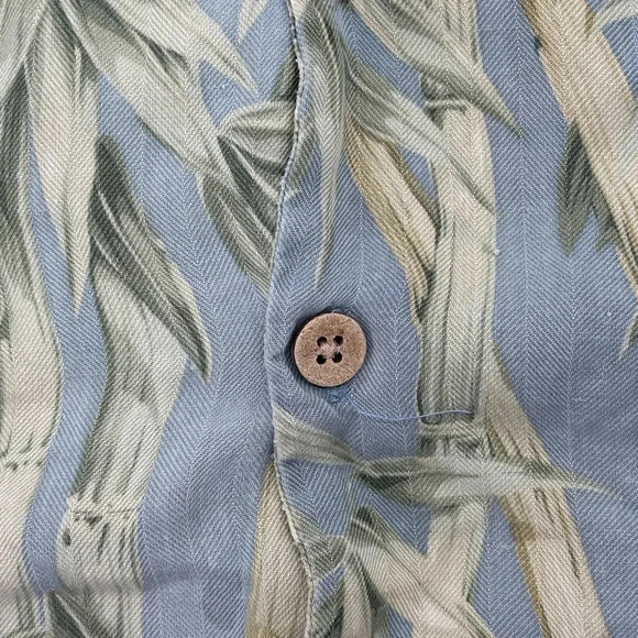 Jamaica Jaxx Mens Short Sleeve 100% Silk Button Down Shirt Bamboo Size Large - Picture 4 of 6